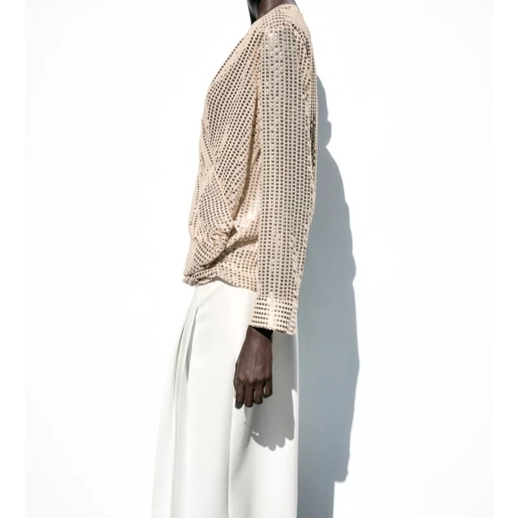 NWT Zara Sequin Wrap Blouse Sz.L - Picture 5 of 10